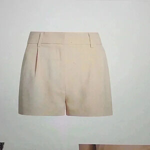 ELIE TAHARI LINEN HIGH WAISTED PLEATED SHORTS BEIGE SIZE 10